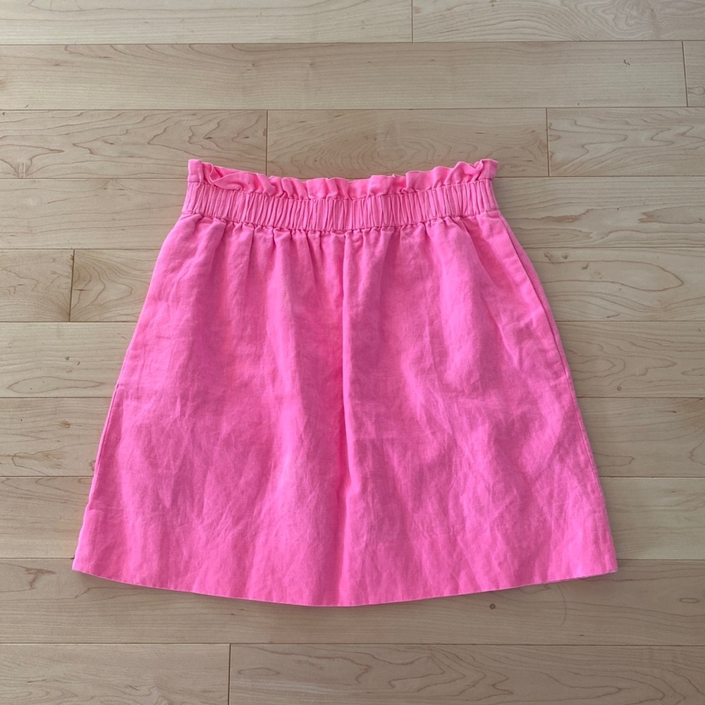 Neon pink j crew paper bag skirt with pockets!